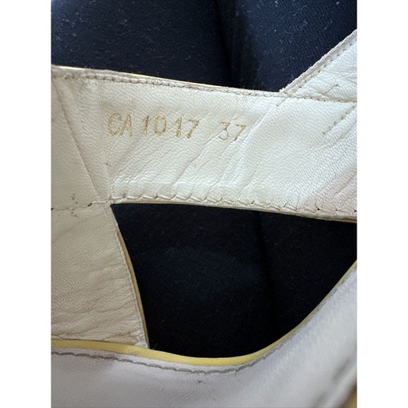 Louis Vuitton Logo Wedge Sandals Heels Espadrilles Cream w Yellow Patent EU 37 - Picture 10 of 11